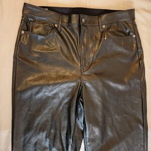 Gap Vegan Leather 70s Flare Pants Women 33 16T Hi Waist Biker Y2K Grunge Cowgirl